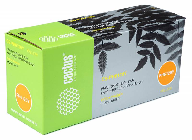 Тонер Картридж Cactus CS-PH6120Y 113R00690 желтый для Xerox Phaser 6115/6120 (1500стр.)