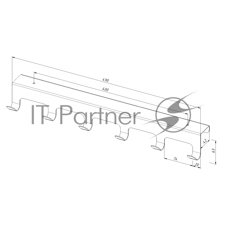 Вешалка навесная на дверь, 6 крючков, белый REXANT
