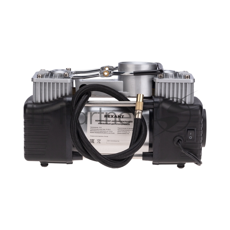 Компрессор автомобильный усиленный двухпоршневой с цифровым манометром и функцией автостоп (60л/мин, 10 АТМ) REXANT