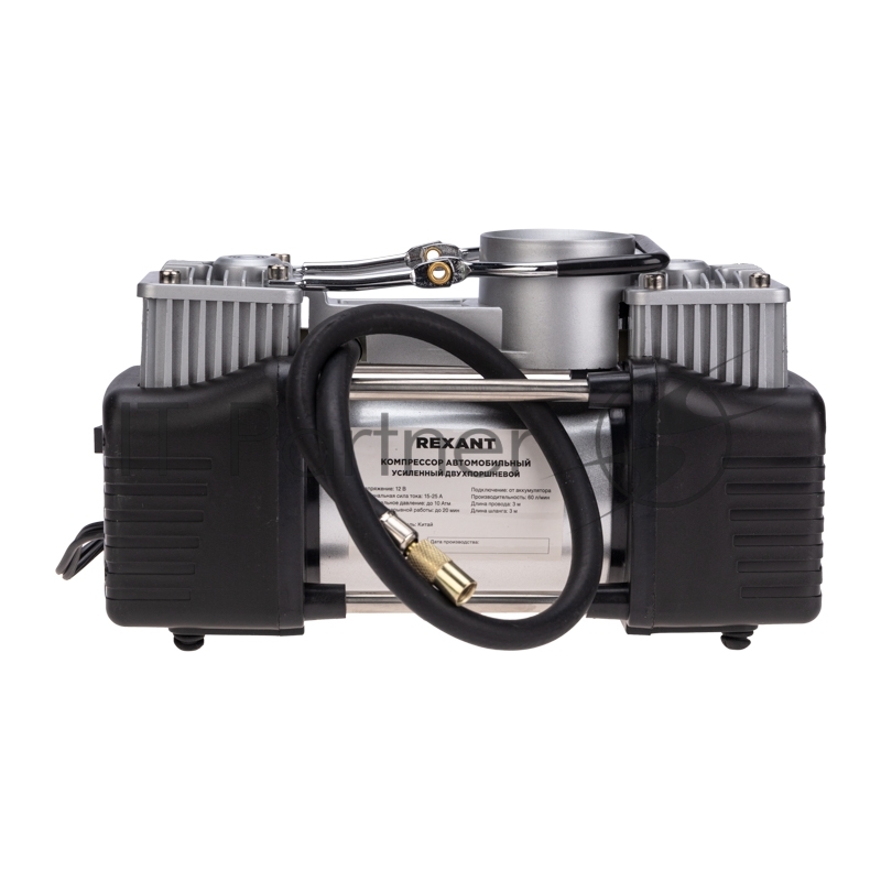 Компрессор автомобильный усиленный двухпоршневой в кейсе с набором инструментов (60л/мин, 10 АТМ) REXANT