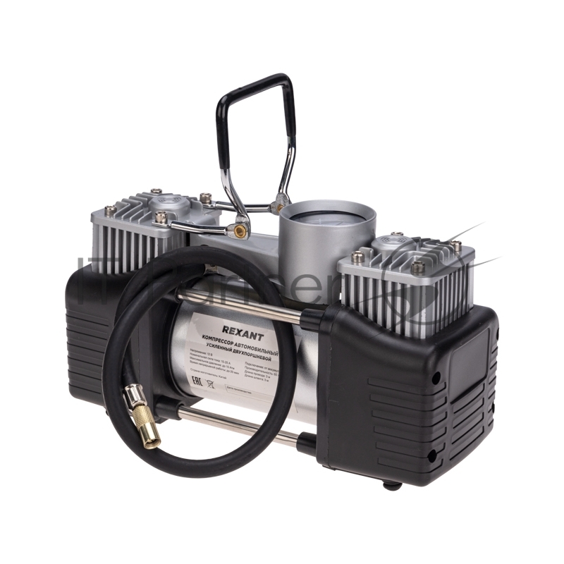Компрессор автомобильный усиленный двухпоршневой в кейсе с набором инструментов (60л/мин, 10 АТМ) REXANT