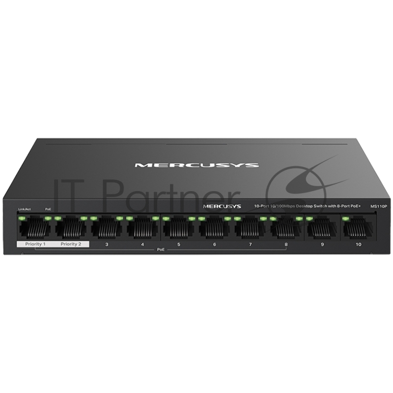 Настольный коммутатор Mercusys MS110P с 10 портами 10/100 Мбит/с (8 портов PoE+)