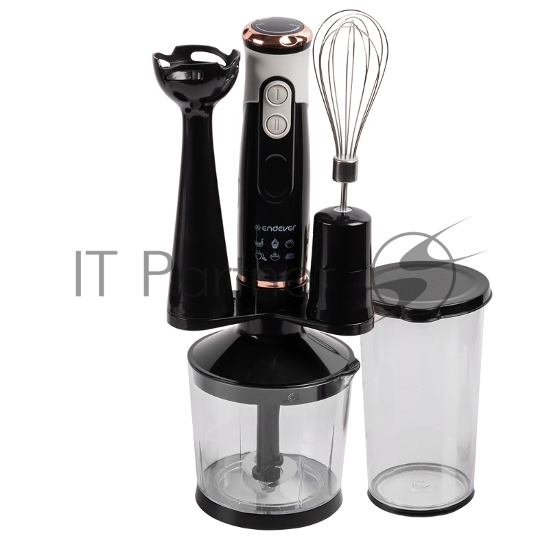 Блендер погружной Endever Sigma-83, цвет черный/белый, мощность 1000Вт, нож из нержавеющей стали, комплект аксессуаров, 8 шт/уп.