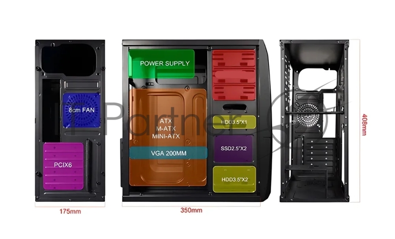 Компьютерный корпус ABR Gaming G1 (USB2*3.02*2.0, Audio, Mic)(480075)