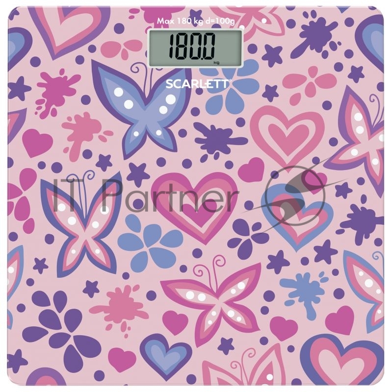 Весы напольные электронные Scarlett SC-BS33E092 макс.180кг розовый/рисунок
