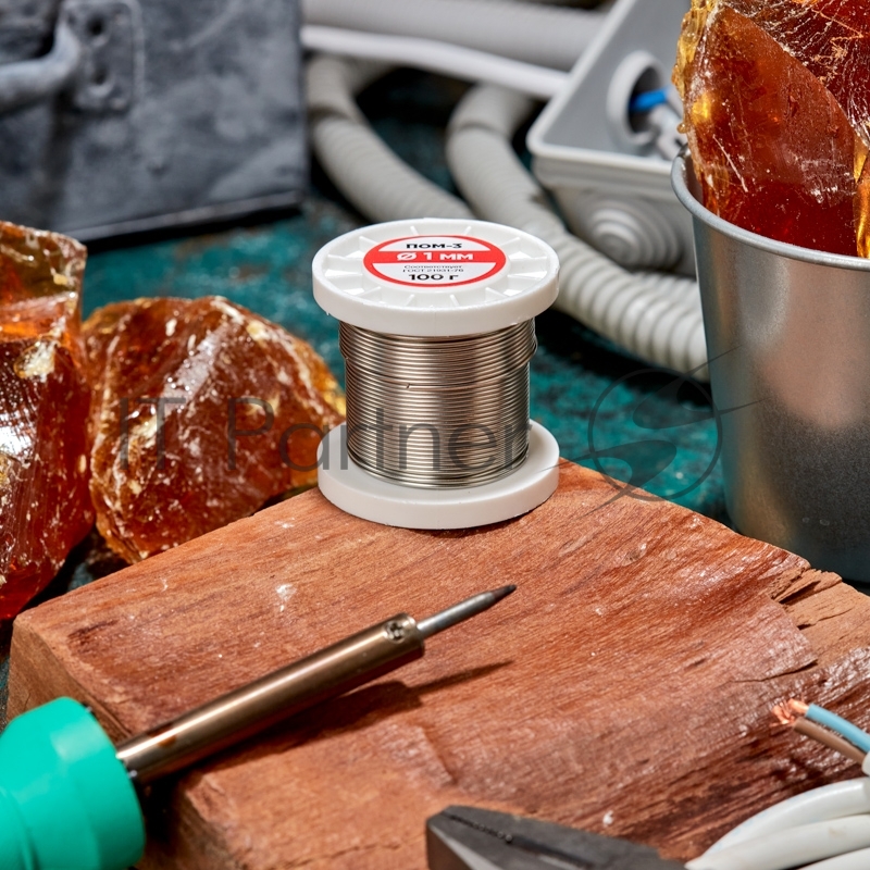 Припой ПОМ-3, 100г, Ø1мм, (олово 97%, медь 3%), бессвинцовый, ГОСТ 21931-76, катушка REXANT