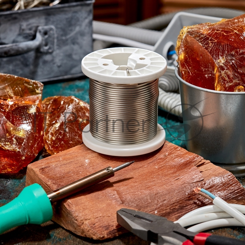 Припой ПОМ-3, 500г, Ø2мм, (олово 97%, медь 3%), бессвинцовый, ГОСТ 21931-76, катушка REXANT