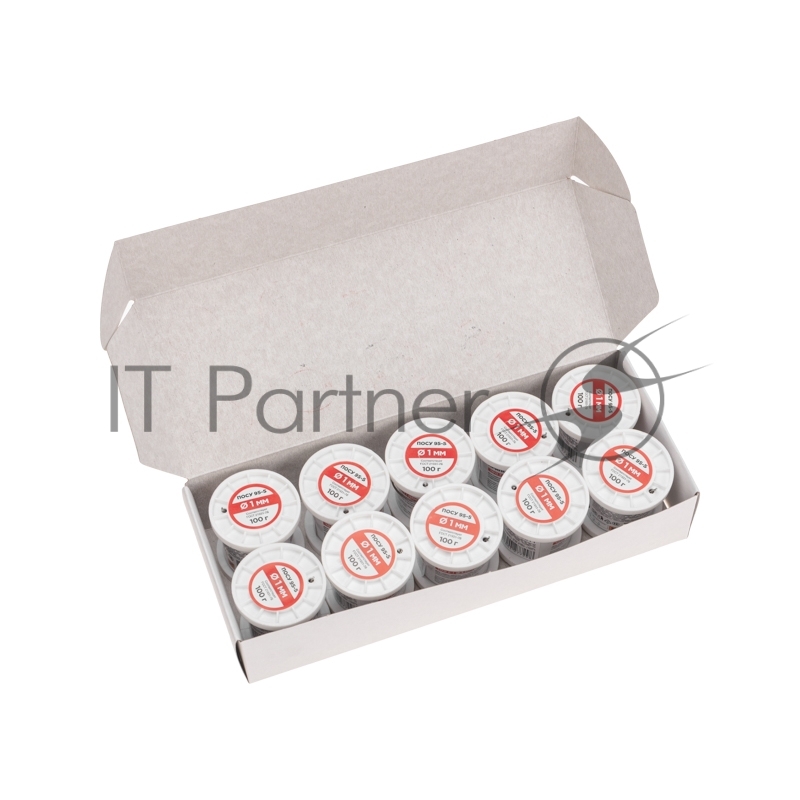 Припой ПОСу 95-5, 100г, Ø1мм, (олово 95%, сурьма 5%), бессвинцовый, ГОСТ 21931-76, катушка REXANT