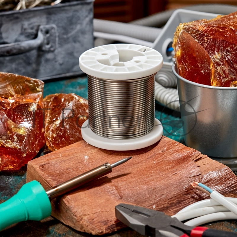 Припой ПОСу 95-5, 500г, Ø2мм, (олово 95%, сурьма 5%), бессвинцовый, ГОСТ 21931-76, катушка REXANT