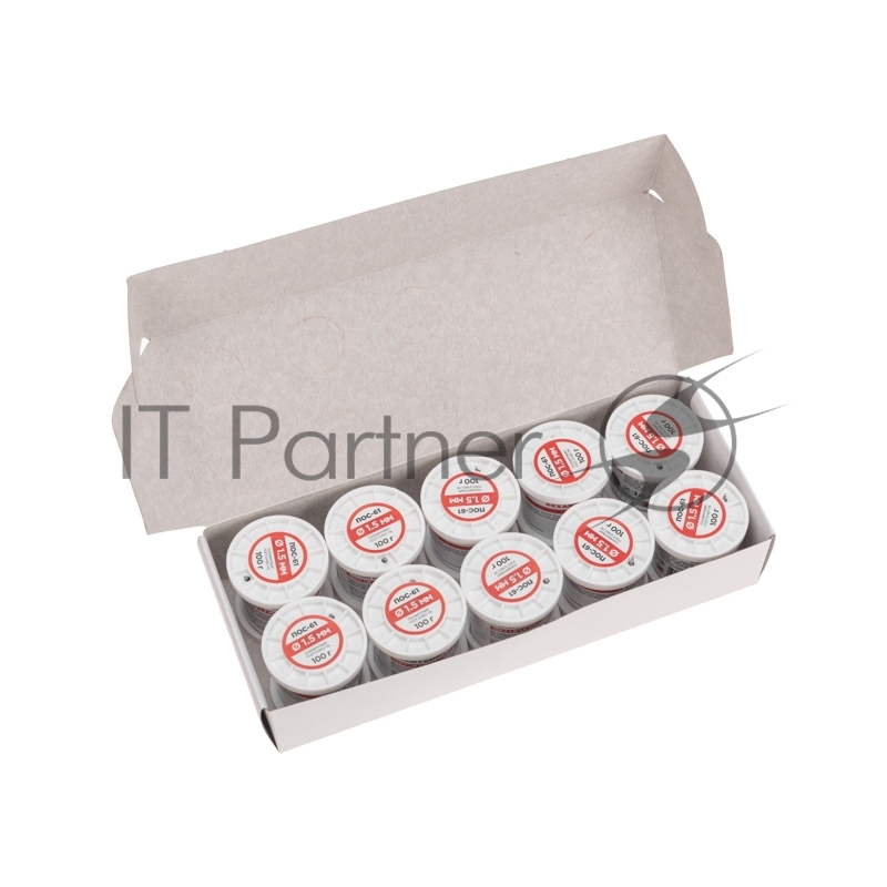 Припой с канифолью ПОС-61, 100г, Ø1,5мм, (олово 61%, свинец 39%), катушка REXANT