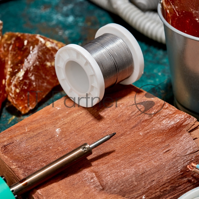 Припой с канифолью ПОС-61, 100г, Ø1мм, (олово 61%, свинец 39%), катушка REXANT