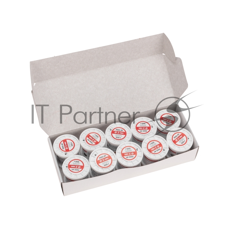 Припой с канифолью ПОС-61, 100г, Ø2мм, (олово 61%, свинец 39%), катушка REXANT