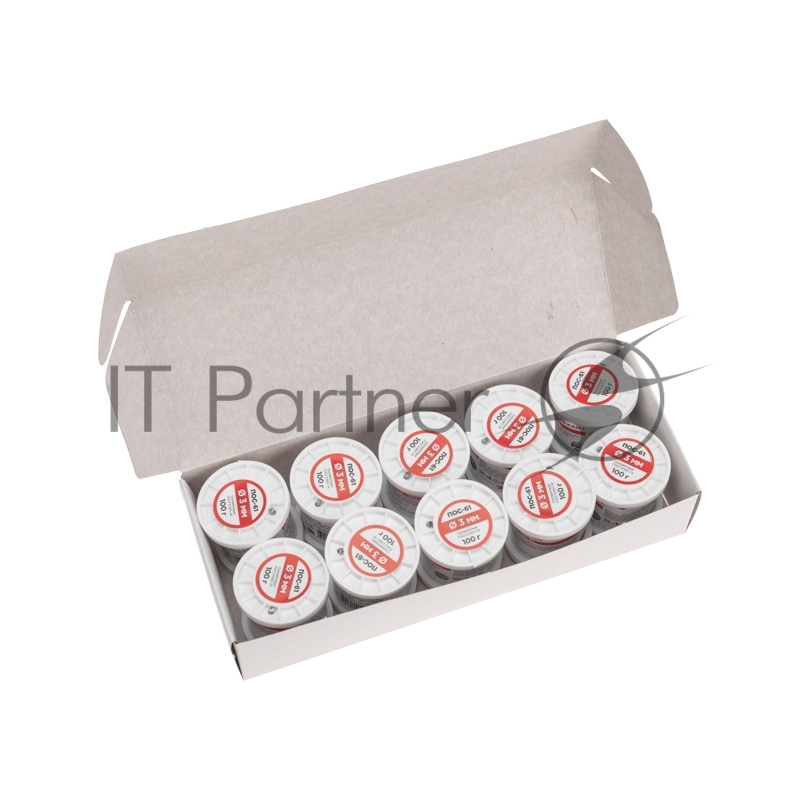 Припой с канифолью ПОС-61, 100г, Ø3мм, (олово 61%, свинец 39%), катушка REXANT