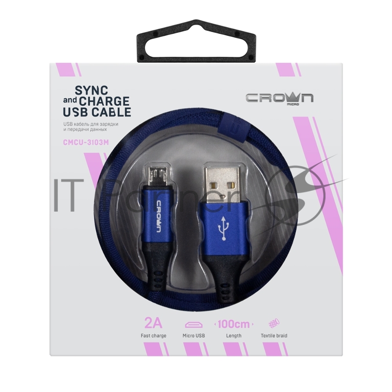Кабель Crown USB - microUSB CMCU-3103M blue