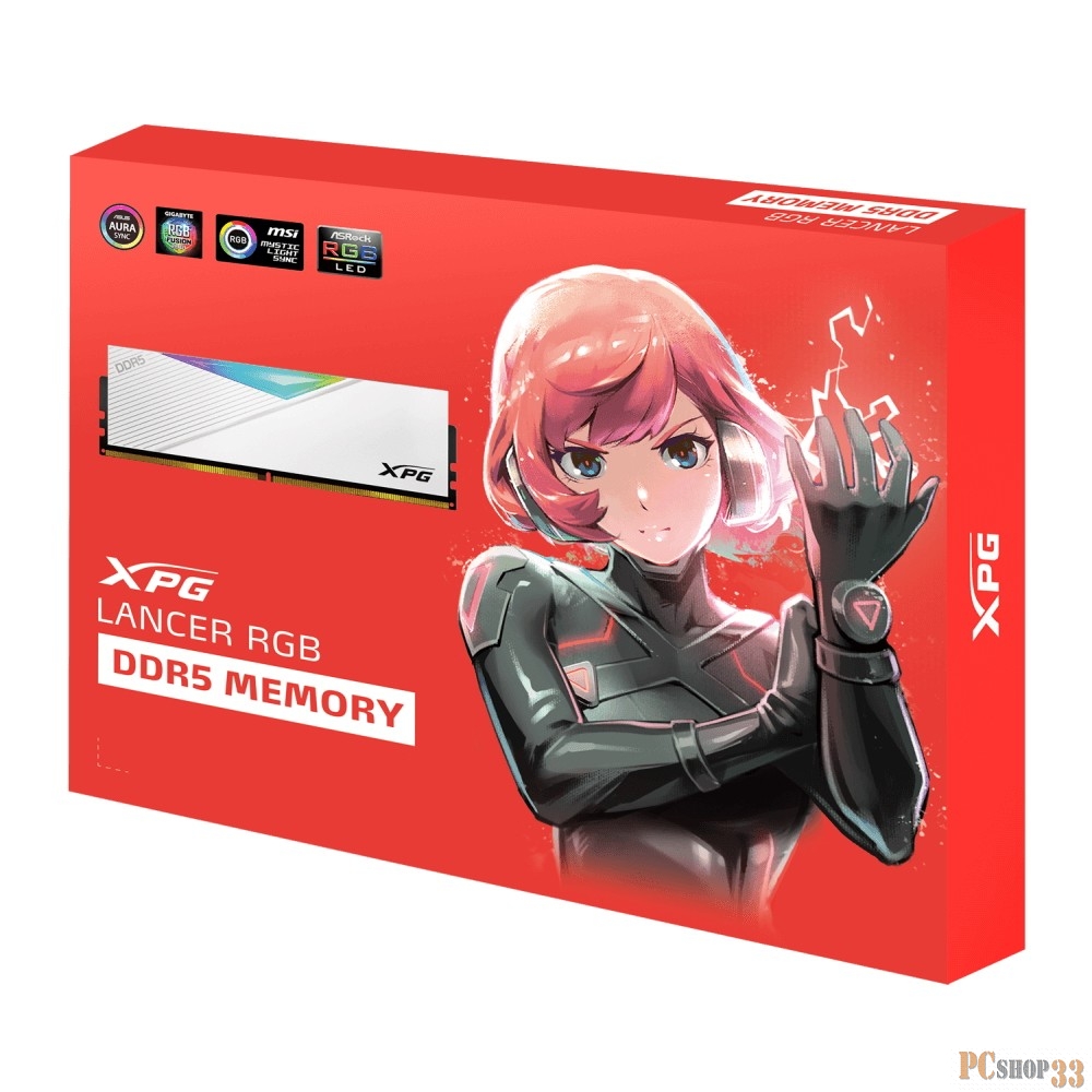 Memory Module ADATA XPG Lancer RGB DDR5 Общий объём памяти 32Гб Module capacity 16Гб Количество 2 6400 МГц Множитель частоты шины 32 1.4 В RGB черный AX5U6400C3232G-DCLARWH