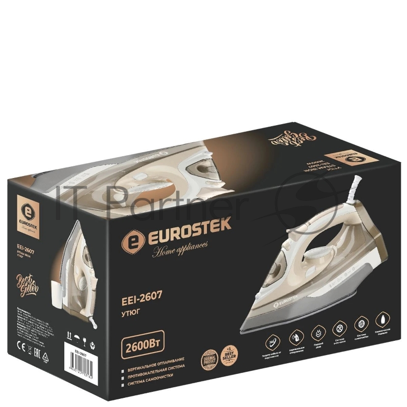 Утюг EUROSTEK EEI-2607, 2600 Вт бежевый/белый