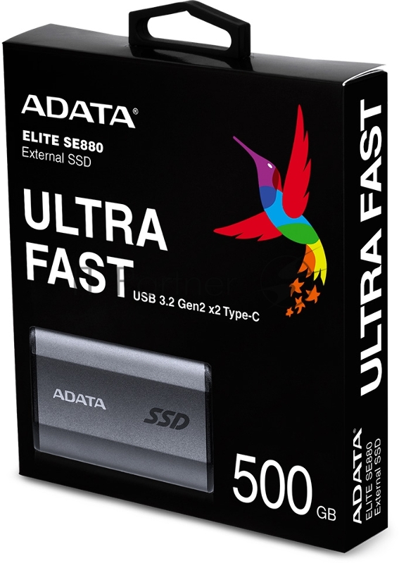 Накопитель SSD A-Data USB-C 500Gb AELI-SE880-500GCGY SE880 2.5 серый