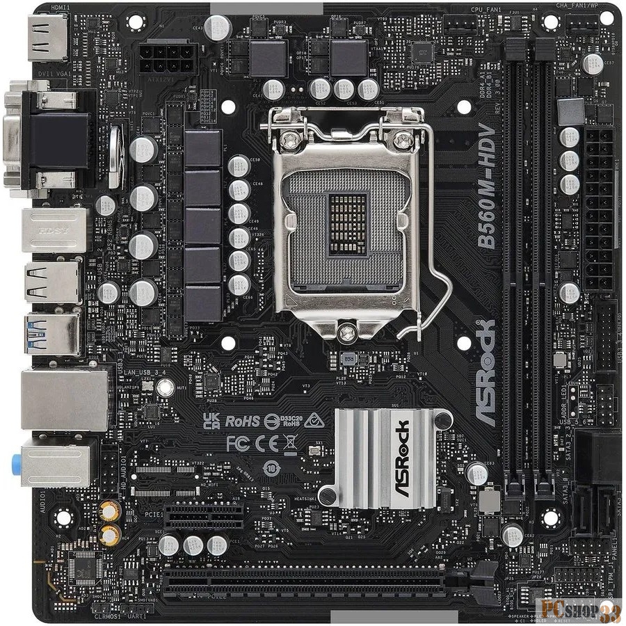 Материнская плата Asrock B560M-HDV R3.0 Soc-1200 Intel B560 2xDDR4 mATX AC`97 8ch(7.1) GbLAN+VGA+DVI+HDMI