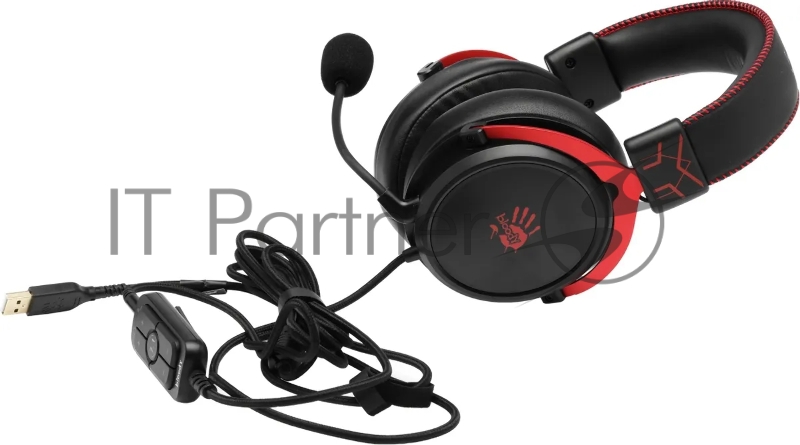 Наушники с микрофоном A4Tech Bloody M590i красный/черный 1м мониторные USB оголовье