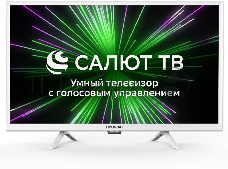 Телевизор LED Hyundai 24 H-LED24BS5102 Салют ТВ Slim Design белый HD 60Hz DVB-T DVB-T2 DVB-C DVB-S DVB-S2 USB WiFi Smart TV