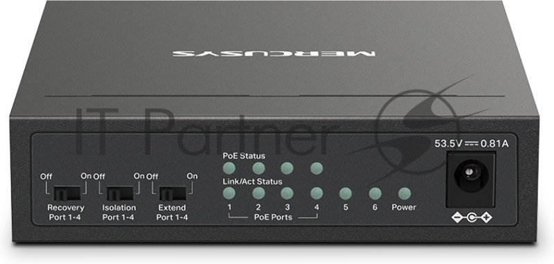 Настольный коммутатор Mercusys MS106LP с 6 портами 10/100 Мбит/с (4 порта PoE+)