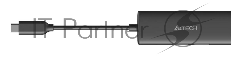 Разветвитель USB-C A4Tech DST-40C 2порт. серый