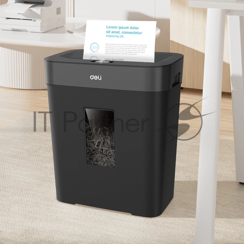 Шредер Deli ET023 черный (секр.P-4) фрагменты 8лист. 15лтр.