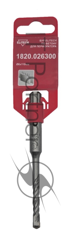 Бур Elitech 1820.026300 по бетону Д=6мм Дл=110мм (1пред.) для перфораторов
