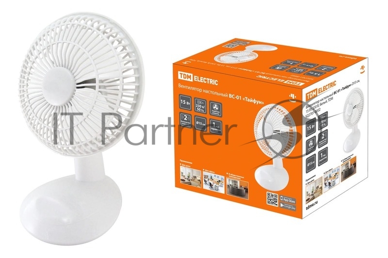 Вентилятор настольный TDM SQ2701-0002 ВС-01 Тайфун D15 см, 15 Вт, 230 В, белый,