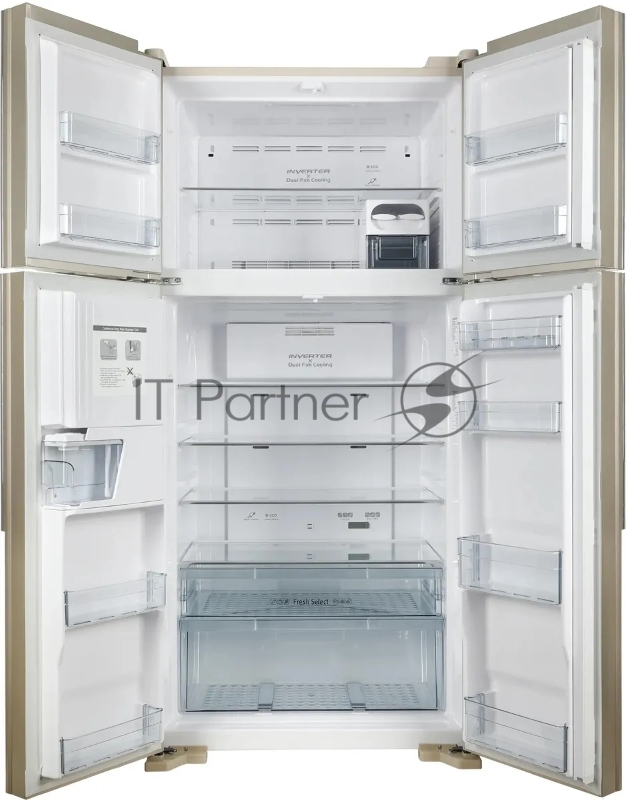 Холодильник Hitachi R-W660PUC7 GBE 2-хкамерн. бежевый стекло (двухкамерный)