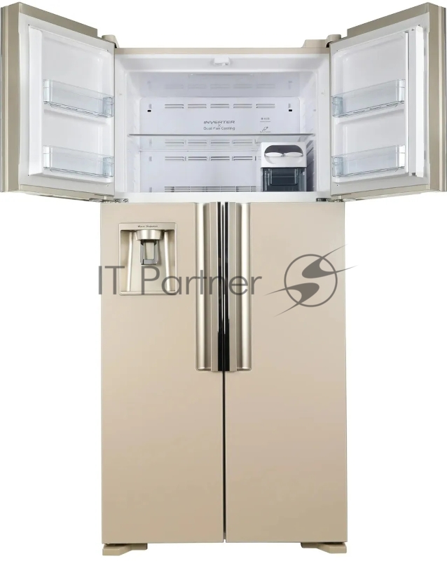 Холодильник Hitachi R-W660PUC7 GBE 2-хкамерн. бежевый стекло (двухкамерный)