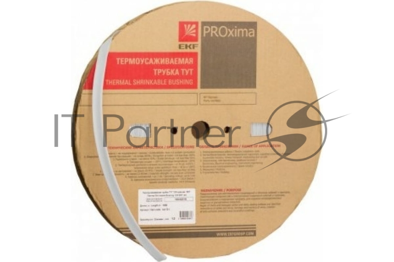 Термоусаживаемая трубка ТУТ 8/4 белая рулон PROxima (100м)