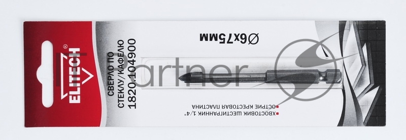 Сверло Elitech 1820.104900 по каф/стекл Д=6мм Дл=75мм (1пред.) для дрелей