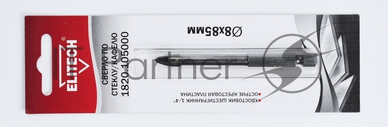 Сверло Elitech 1820.105000 по каф/стекл Д=8мм Дл=85мм (1пред.) для дрелей