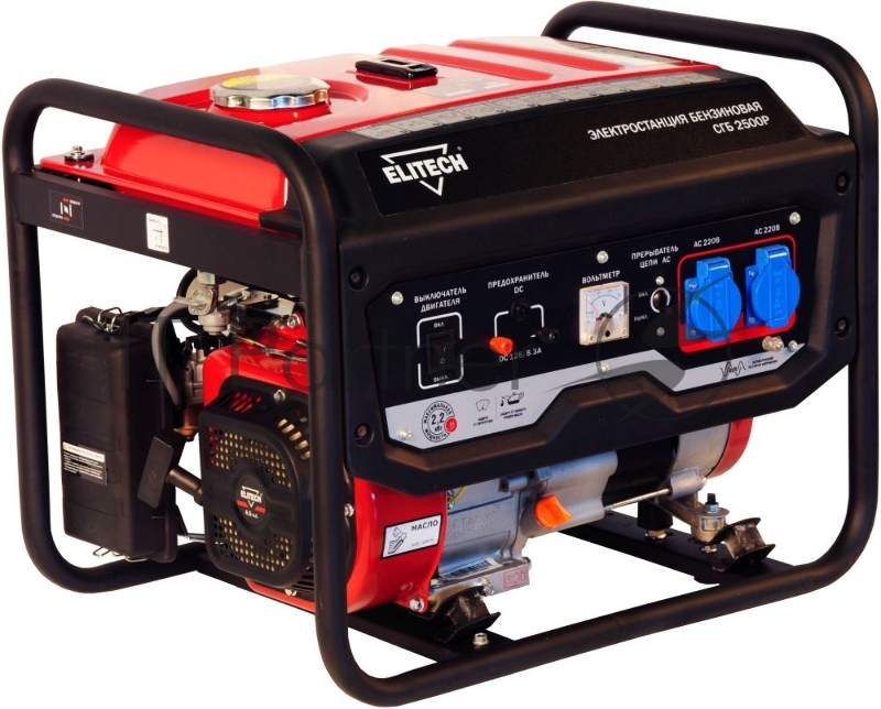 Бензоэлектростанция ELITECH СГБ 2500 Р 4ткт 2.2кВт 6.5лс 196см3 бак15л 43.5кг ручной старт