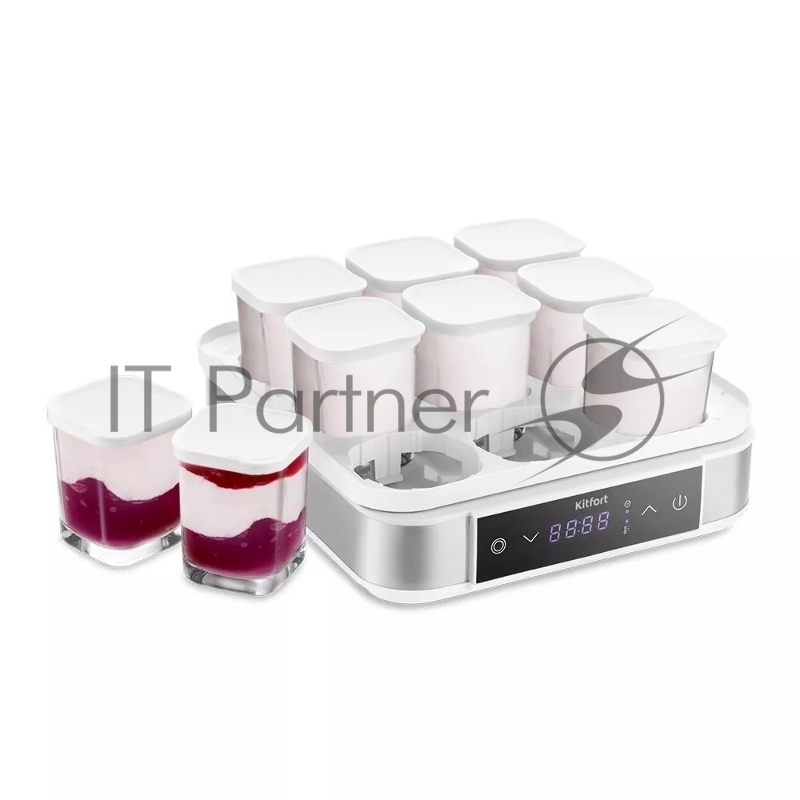 Йогуртница Kitfort КТ-4096 40Вт 9б. 170мл серебристый/белый