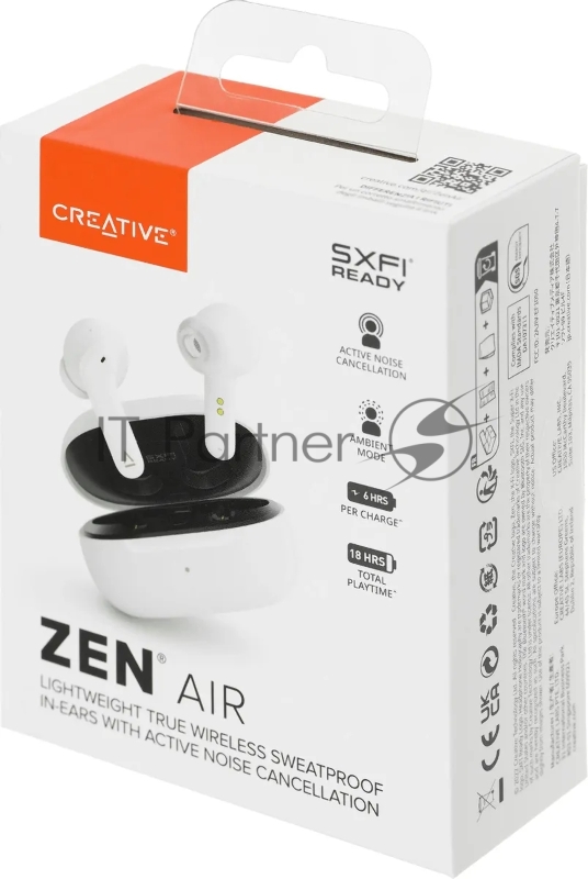 Гарнитура вкладыши Creative Zen Air белый беспроводные bluetooth в ушной раковине (51EF1050AA000)