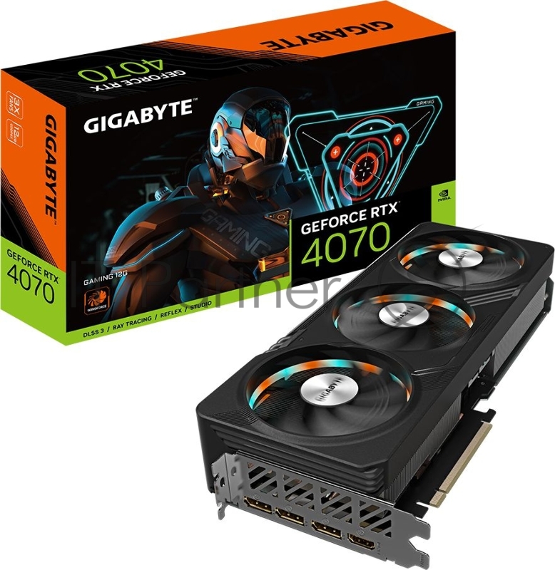 Видеокарта Gigabyte PCI-E 4.0 GV-N4070GAMING-12GD NVIDIA GeForce RTX 4070 12288Mb 192 GDDR6X 2565/21000 HDMIx1 DPx3 HDCP Ret