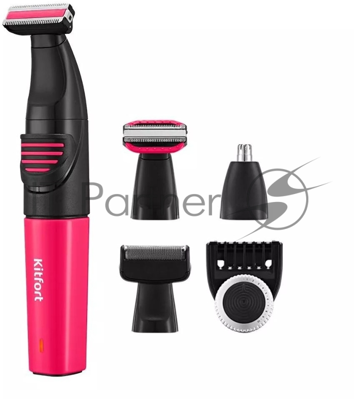 Триммер Kitfort КТ-3139-1 черный/розовый 5Вт (насадок в компл:4шт)