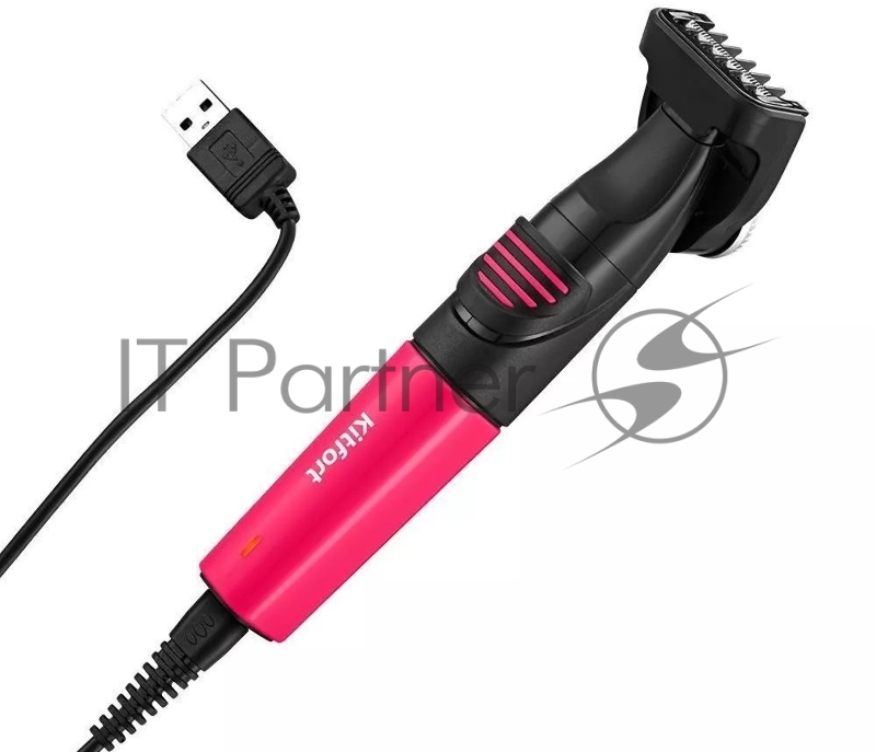 Триммер Kitfort КТ-3139-1 черный/розовый 5Вт (насадок в компл:4шт)