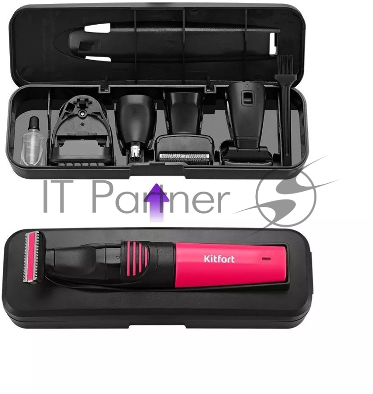 Триммер Kitfort КТ-3139-1 черный/розовый 5Вт (насадок в компл:4шт)