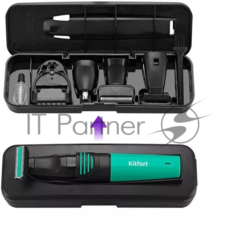 Триммер Kitfort КТ-3139-2 черный/зеленый 5Вт (насадок в компл:4шт)