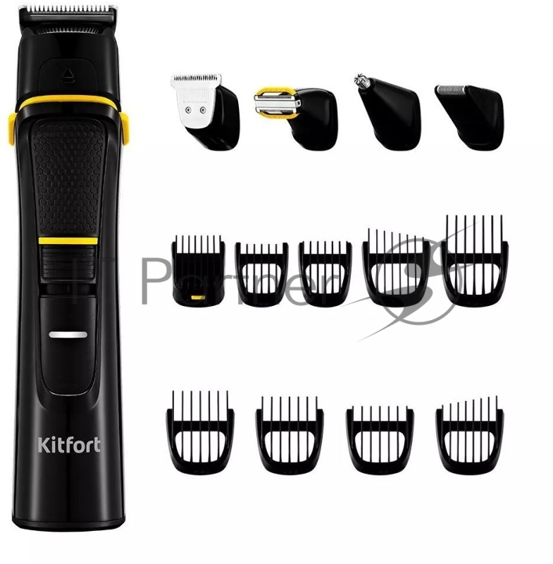 Триммер Kitfort КТ-3141-1 черный/желтый 5Вт (насадок в компл:14шт)