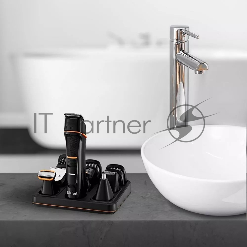 Триммер Kitfort КТ-3141-2 черный/оранжевый 5Вт (насадок в компл:14шт)