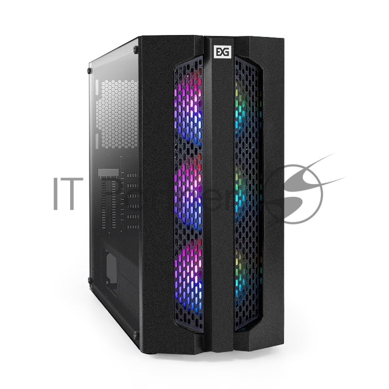 Корпус Miditower ExeGate EVO-9205 (ATX, без БП, с окном, 1*USB+1*USB3.0, аудио, 3 вент. 12см с RGB подсветкой)