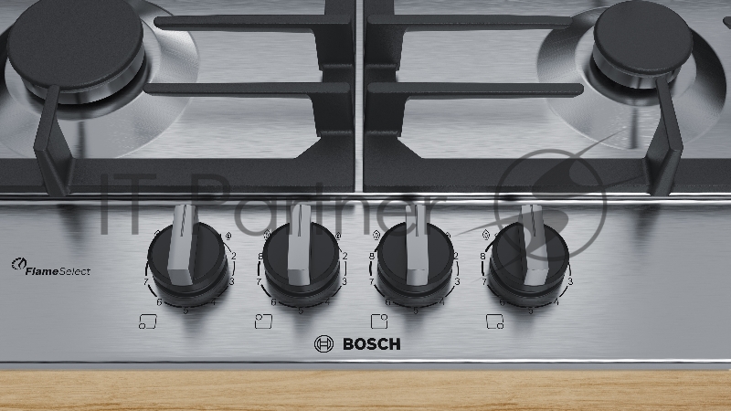 Газовая варочная поверхность Bosch PCP6A5B90M нержавеющая сталь