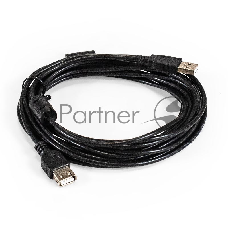 Удлинитель USB 2.0 ExeGate EX-CCF-USB2-AMAF-5.0F (Am/Af, позолоченные контакты, ферритовые кольца, 5м)