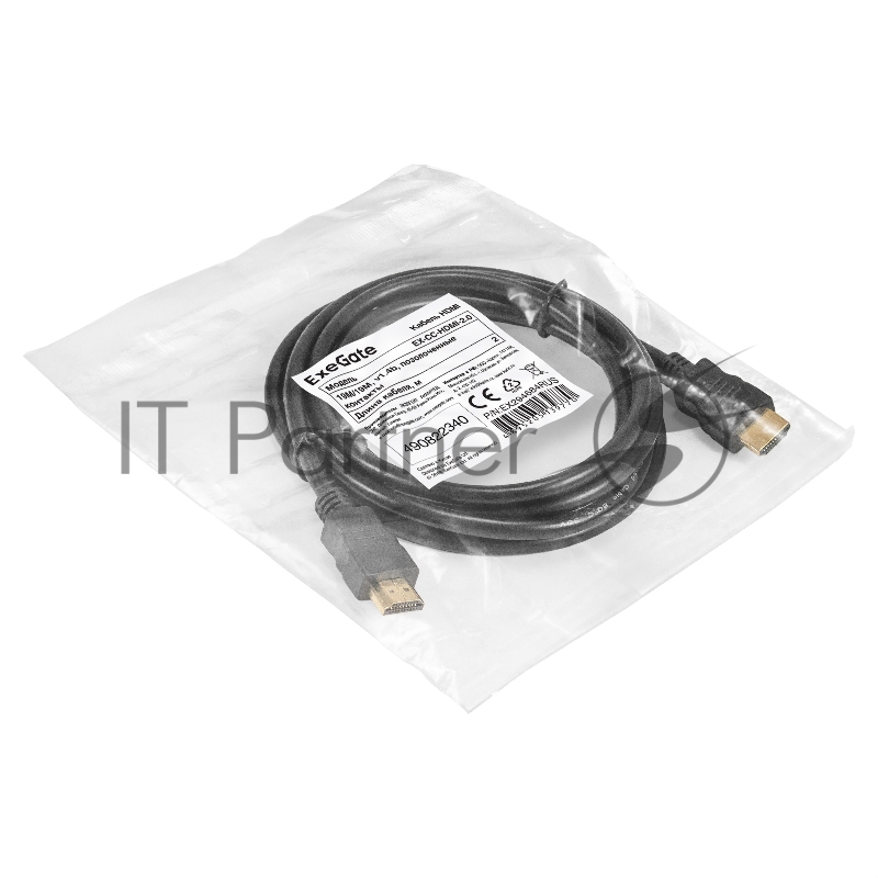 Кабель HDMI ExeGate EX-CC-HDMI-2.0 (19M/19M, 2м, v1.4b, позолоченные контакты)