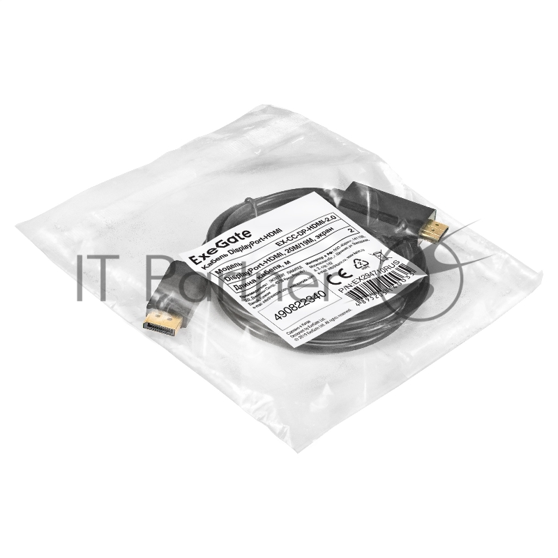 Кабель DisplayPort-HDMI ExeGate EX-CC-DP-HDMI-2.0 (20M/19M, 2м, экран)