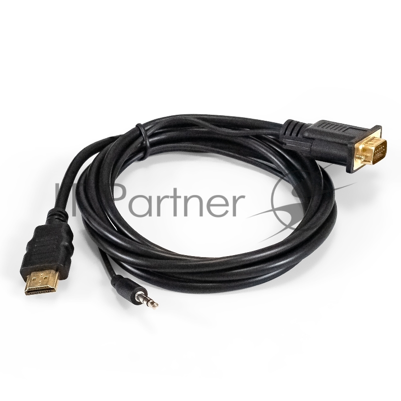 Кабель-переходник HDMI-VGA ExeGate EX-HDMIM-VGAM-3.5JackS-1.8 (19M/15M+3.5mm Jack M, 1,8м) Преобразователь цифрового HDMI сигнала в VGA видео и стерео-аудио